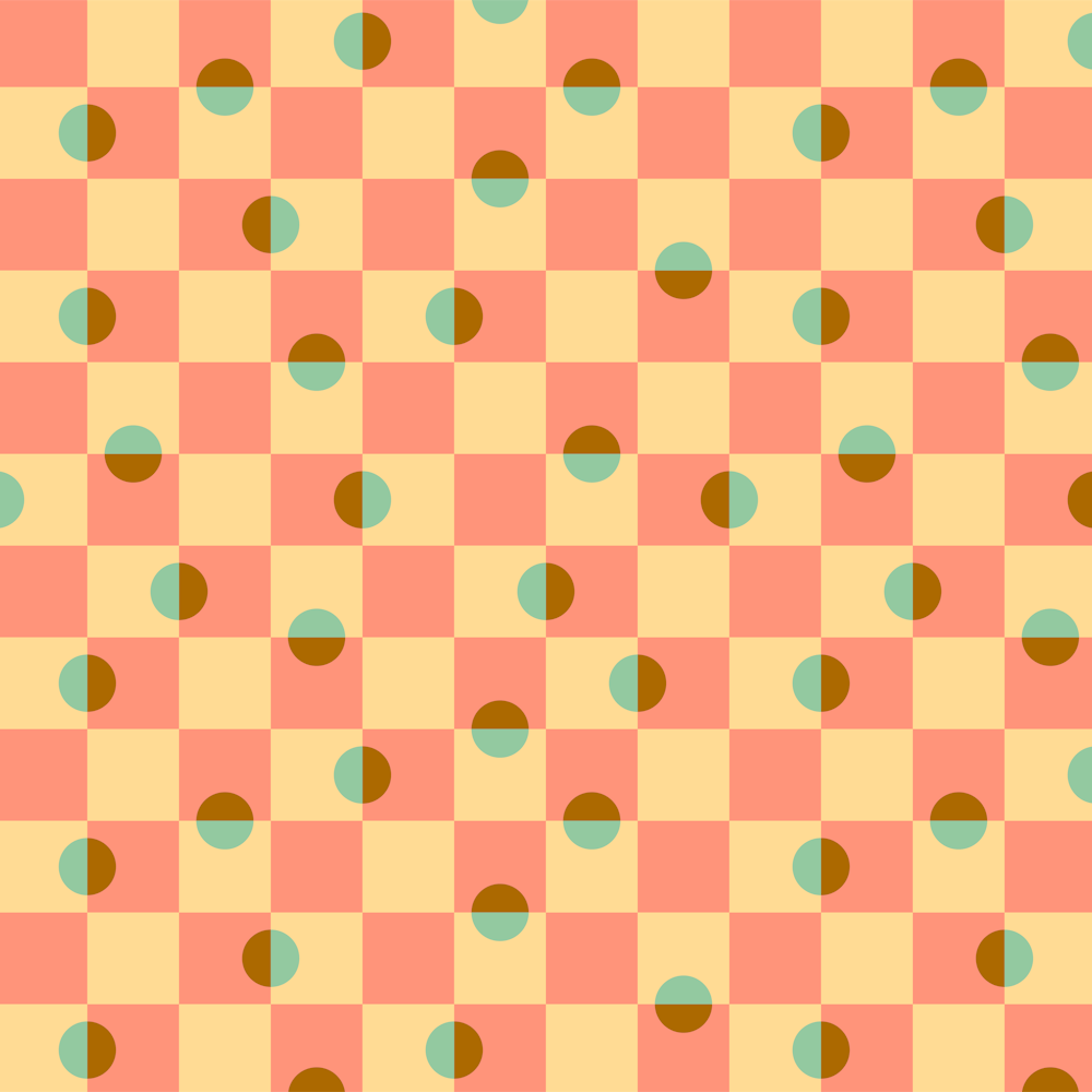DAPPLED Retro Minimalist Mid-Century Modern Geometric Checkerboard with Polka Dots in Pink Mint Cream Brown