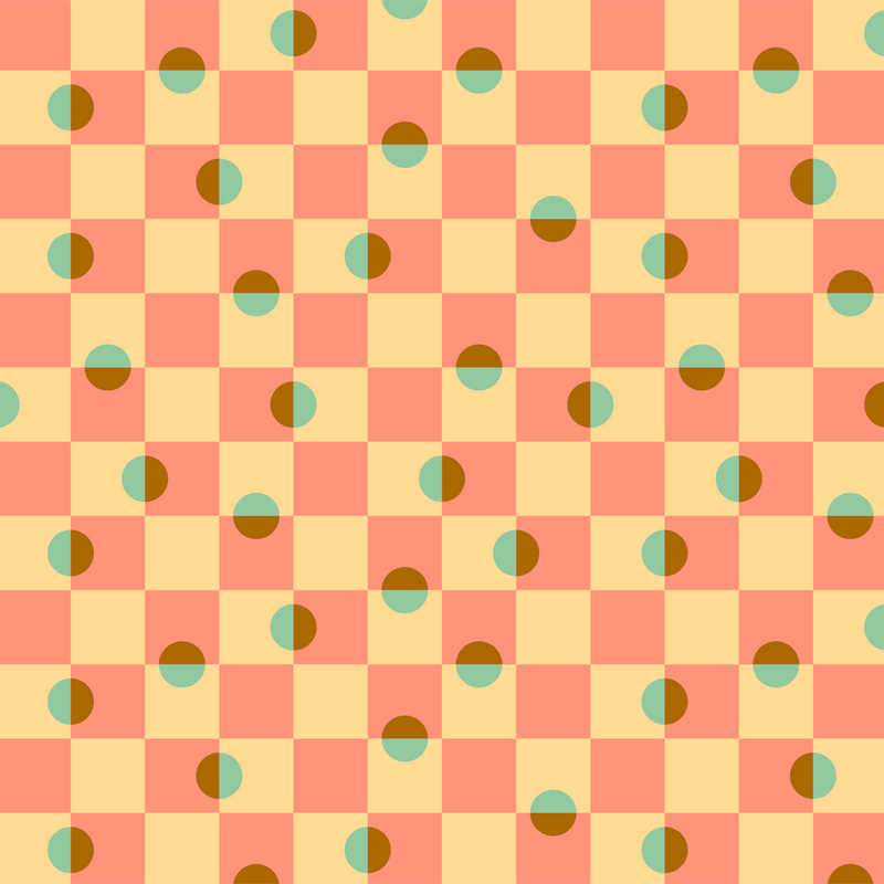 DAPPLED Retro Minimalist Mid-Century Modern Geometric Checkerboard with Polka Dots in Pink Mint Cream Brown