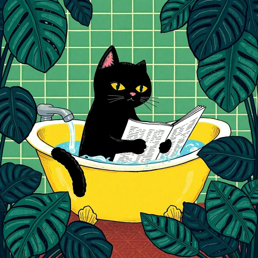 Cat In The Bath 1