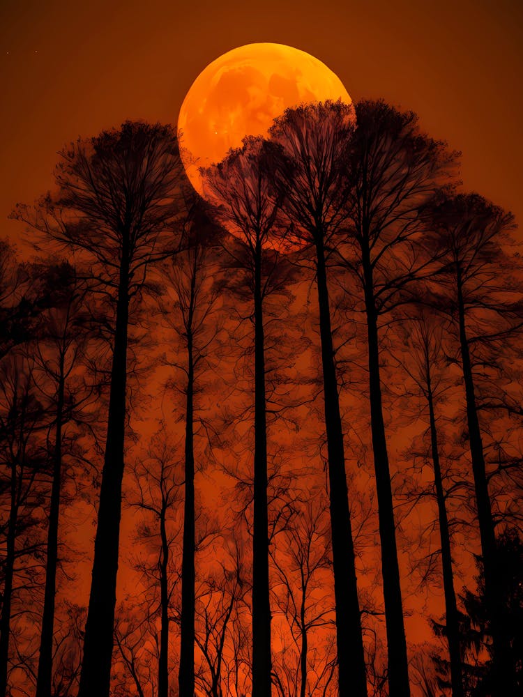 Full Moon Over Trees