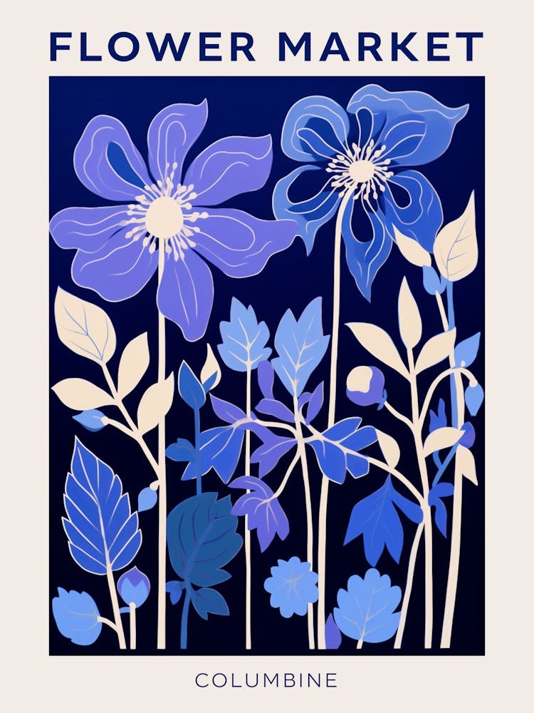 Blue Flower Market Poster Columbine 3