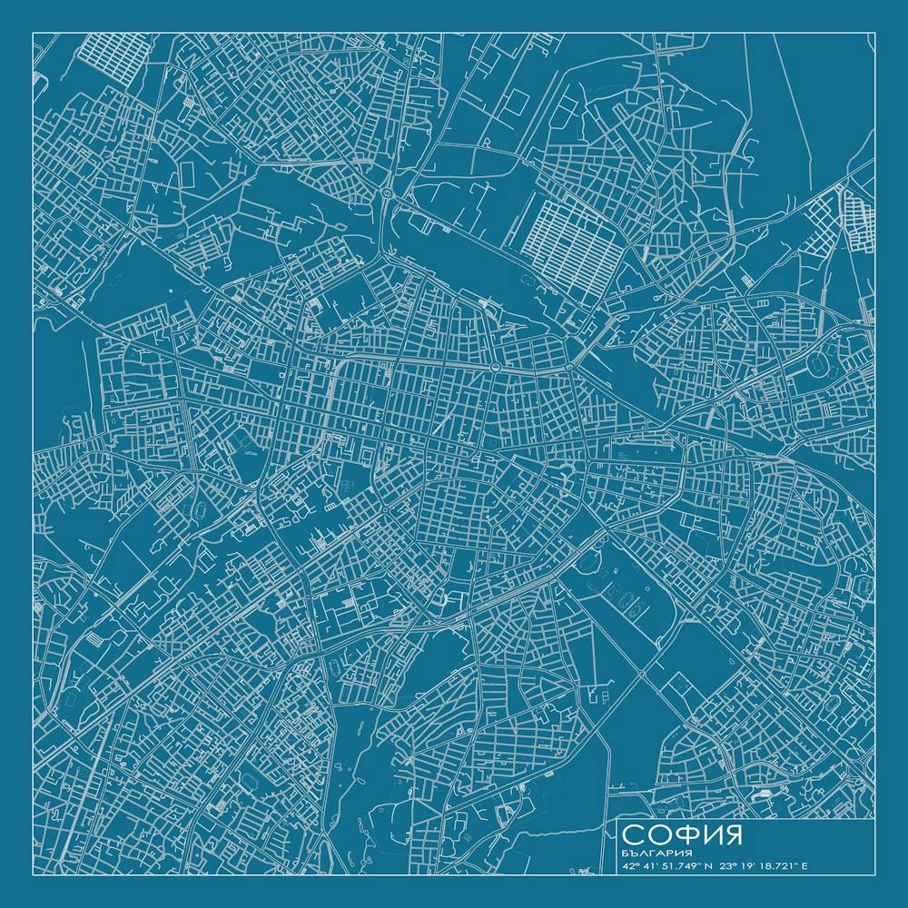 София, България, (Sofia, Bulgaria ) Stadtplan Blaupausen Design