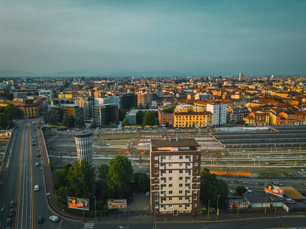 Europe City Poster. Milan, Italy. Aerial Photography
