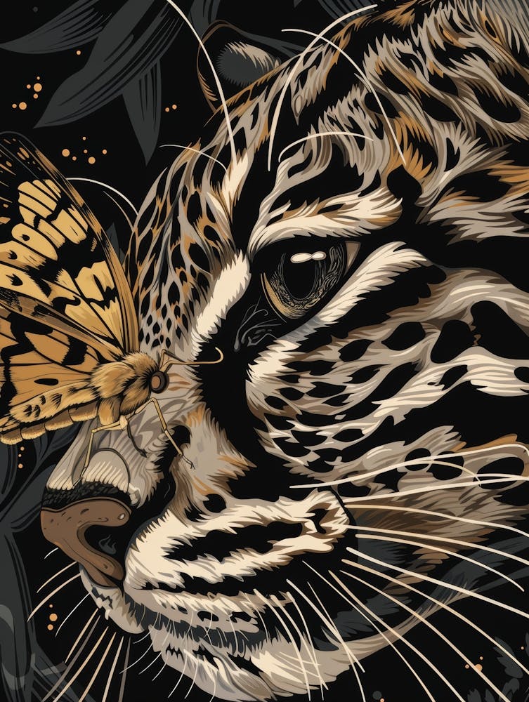 Leopard And Butterfly