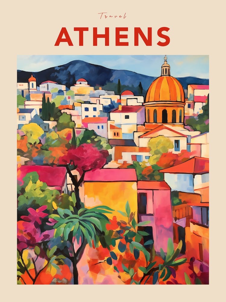 Athens Greece 2 Fauvist Travel Poster