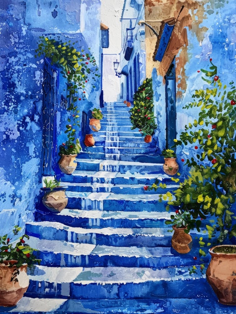 Blue Stairs In Morocco 2