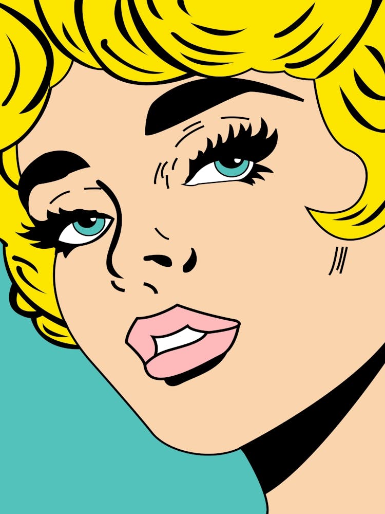 Pop Art Blonde Woman, Closeup Face