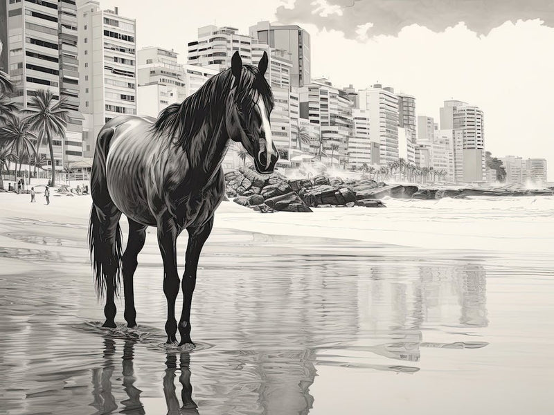 Ein Pferd Ölgemälde am Ipanema Beach, Brazil, Landschaft 2