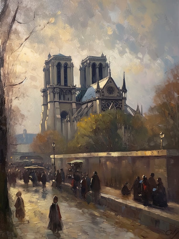 Notre Dame Paris France Camille Pissarro Style 4