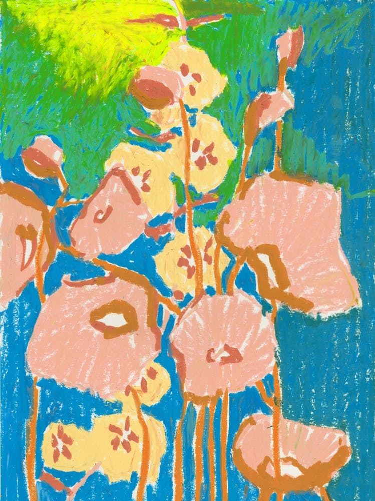 Coquelicots Pêche Sur Bleu
