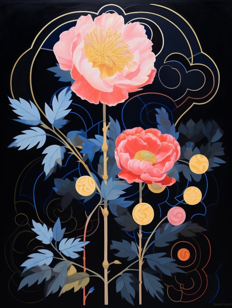 Peony 6 Hilma Af Klint Inspired Flower Illustration