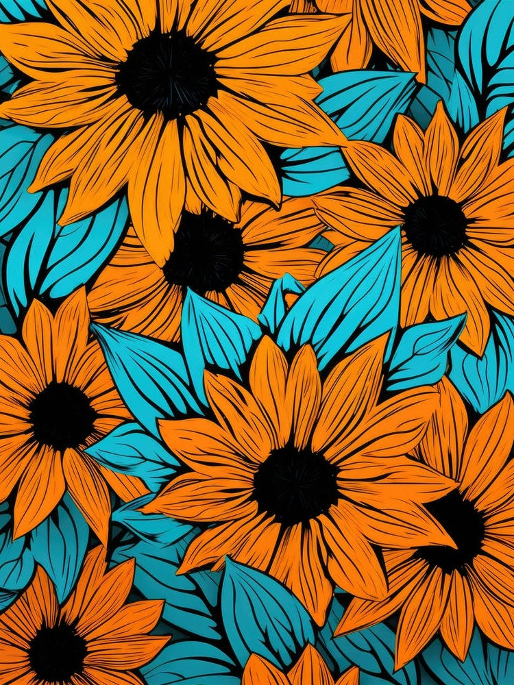 Sunflowers Seamless Pattern