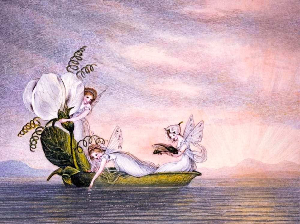 Amelia Jane Murrey "Fairies Floating Downstream in a Peapod" 1800s Victorian Fairies in HD