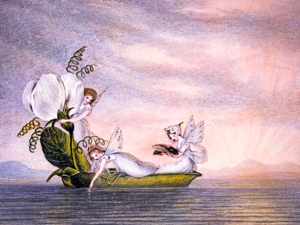 Amelia Jane Murrey "Fairies Floating Downstream in a Peapod" 1800s Victorian Fairies in HD