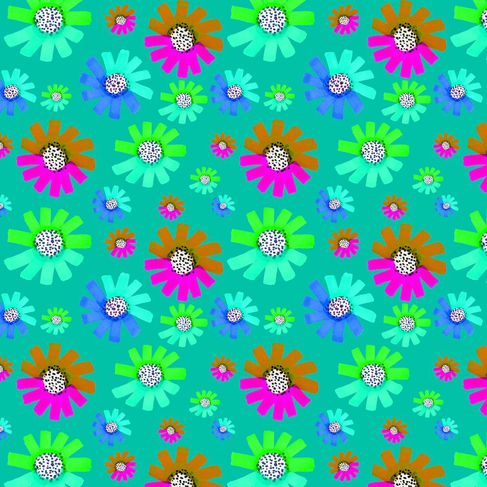 Ausgefallene Blumenmuster Grün Braun Lavendel Grün auf Mint