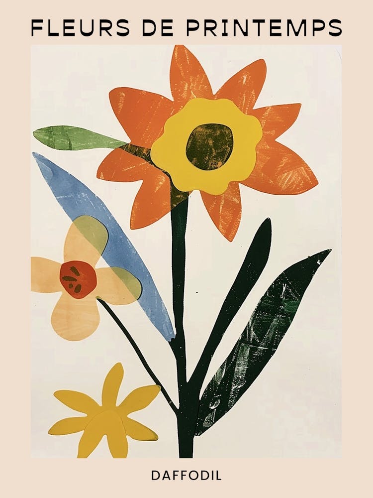 Affiche Florale Française Printanière Narcisse 1