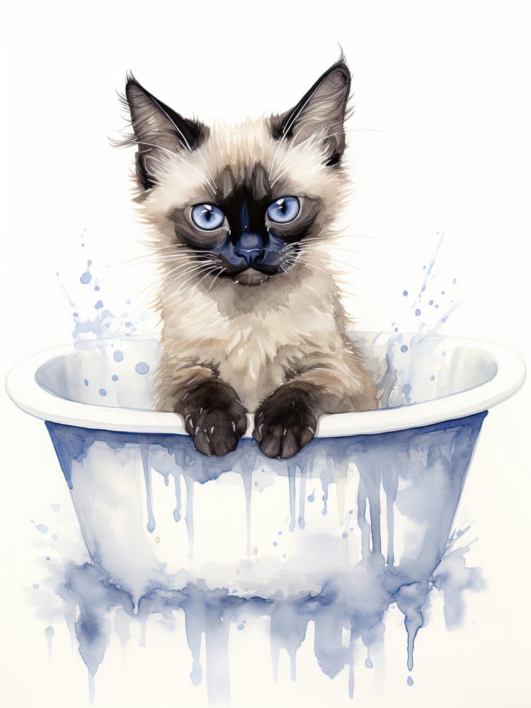 Siamese Cat In Bathtub Bathroom 3