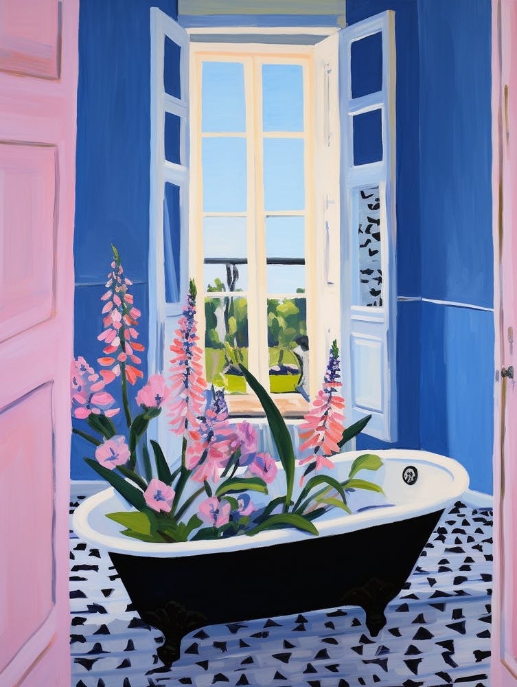 A Bathtube Full Of Foxglove In A Bathroom 4