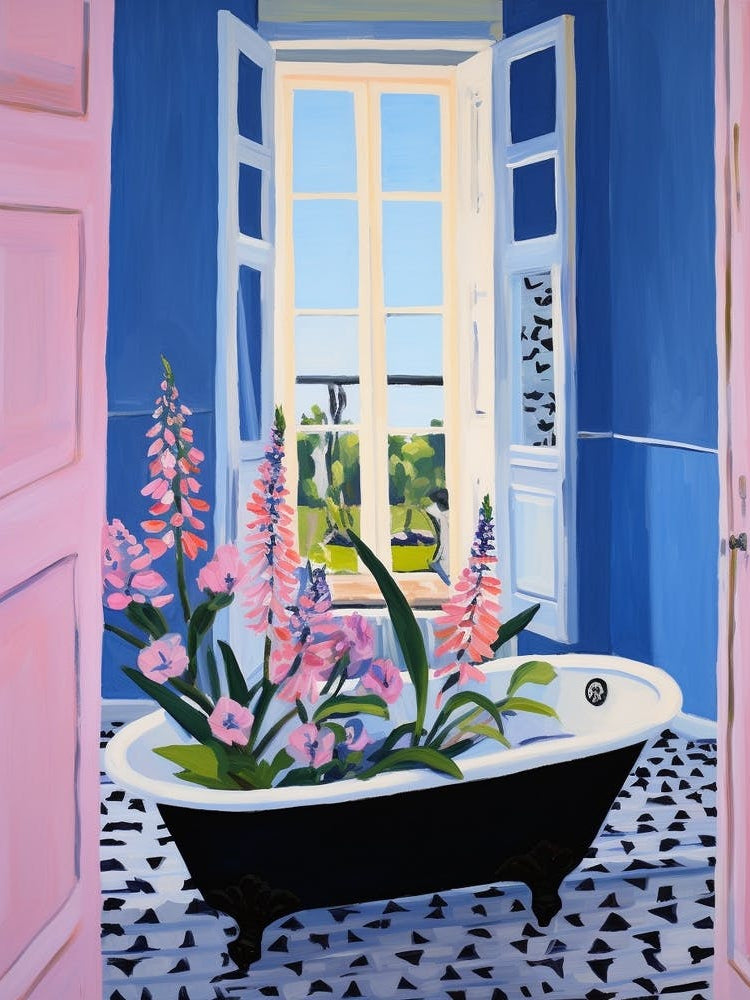 A Bathtube Full Of Foxglove In A Bathroom 4