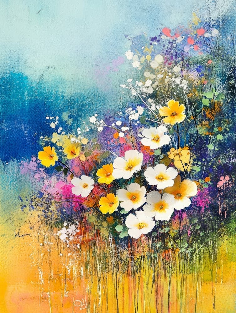 Abstract Floral Watercolor Painting