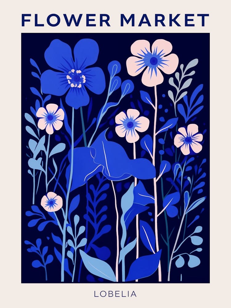 Blue Flower Market Poster Lobelia 1