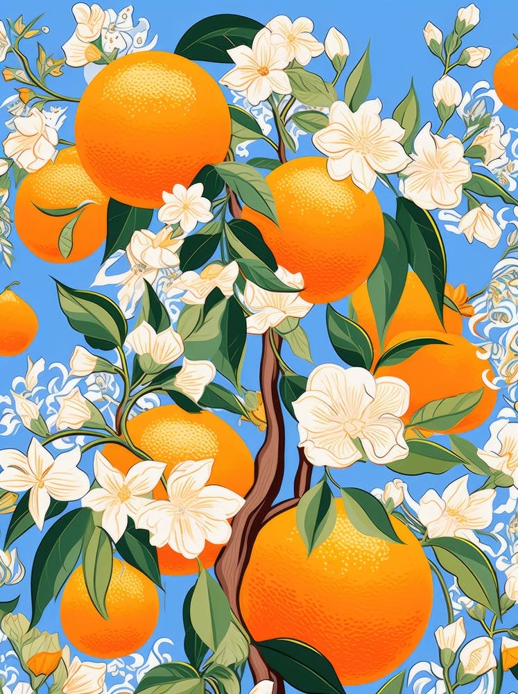 Orangenbaum mit Blüten