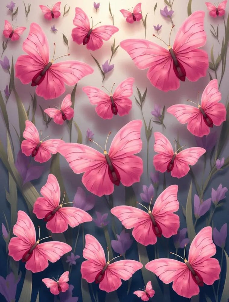 Pink Butterflies seamless pattern