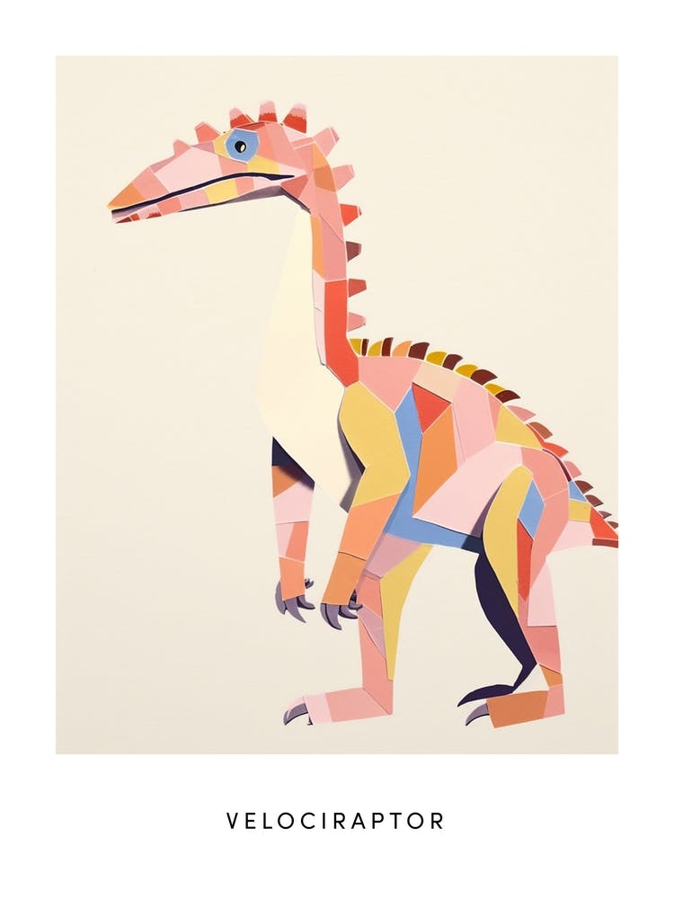 Nursery Dinosaur Art Velociraptor Poster