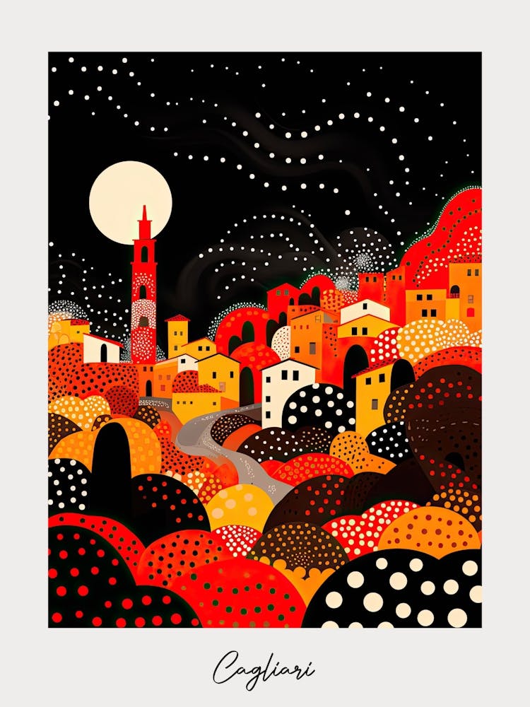 Poster Of Cagliari, Italy, Illustration In The Style Of Pop Art 2