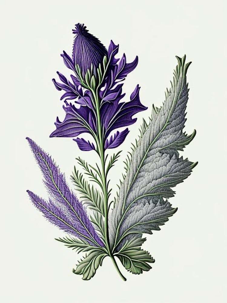Lavender Leaf Vintage Botanical 1