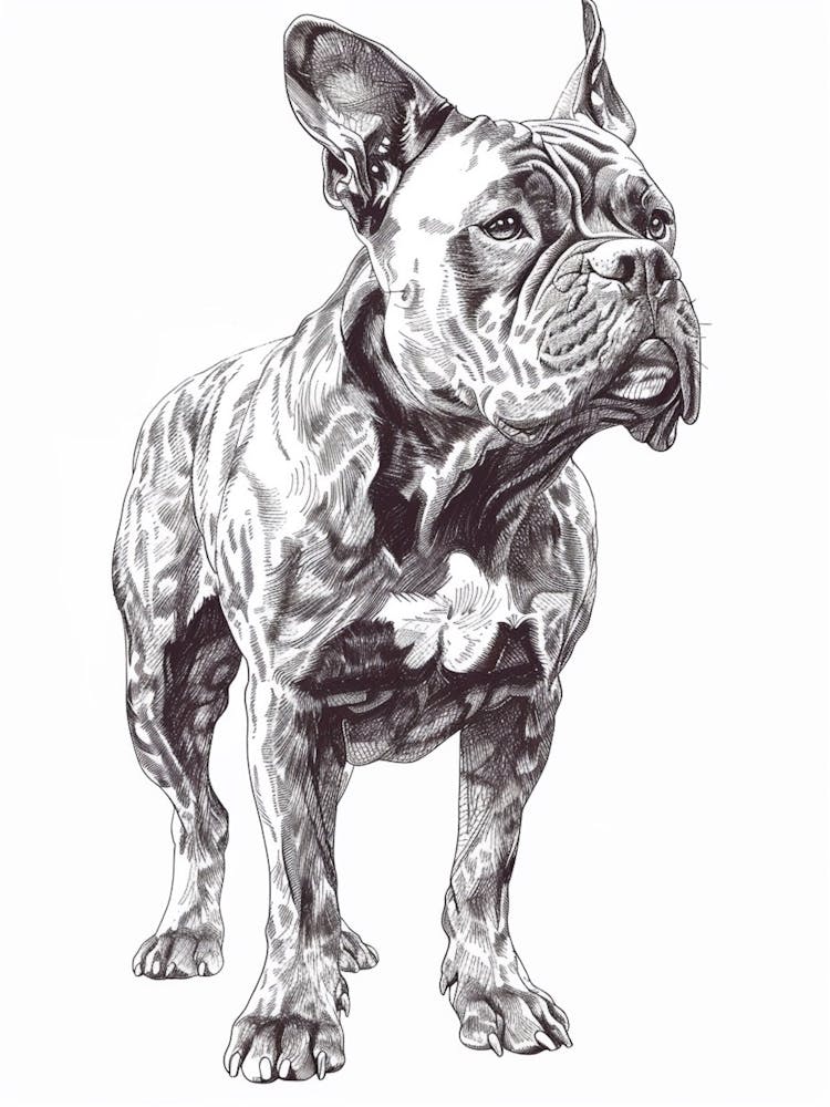 Französische Bulldogge Linienskizze