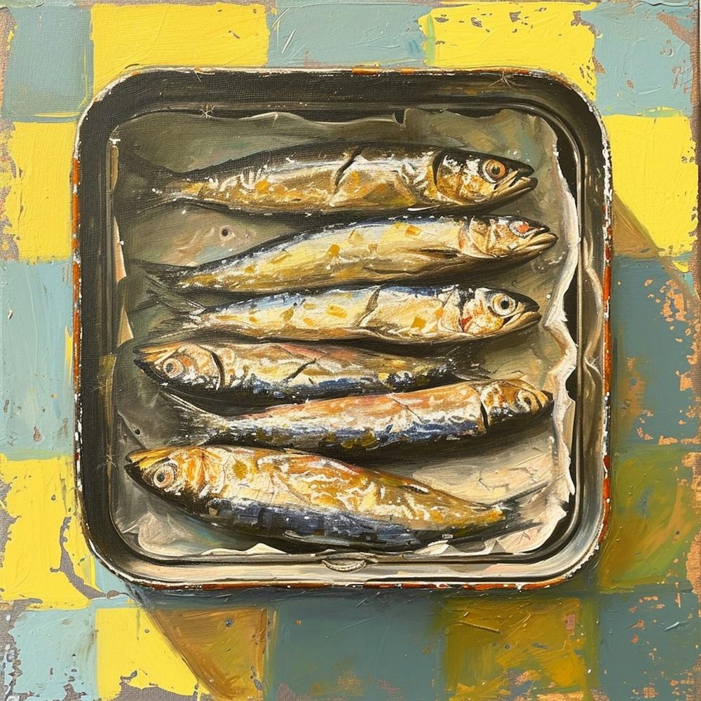 Sardines In A Tin Pastel Checkerboard 1