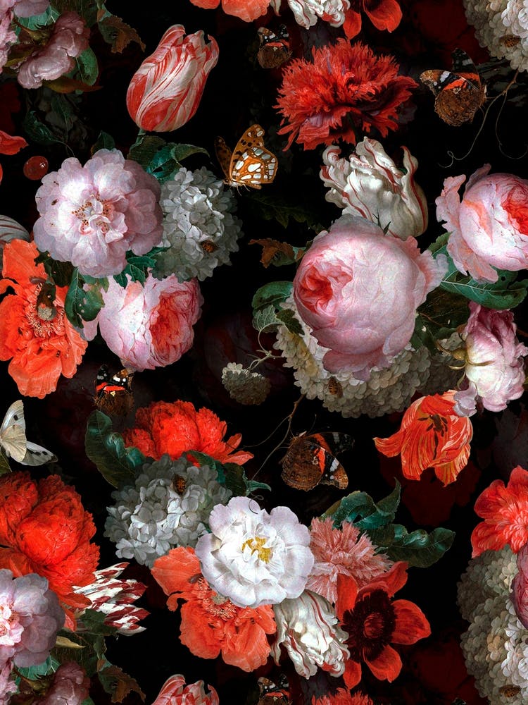 Antique Jan Davidsz De Heem Lush Flower Botanical Garden