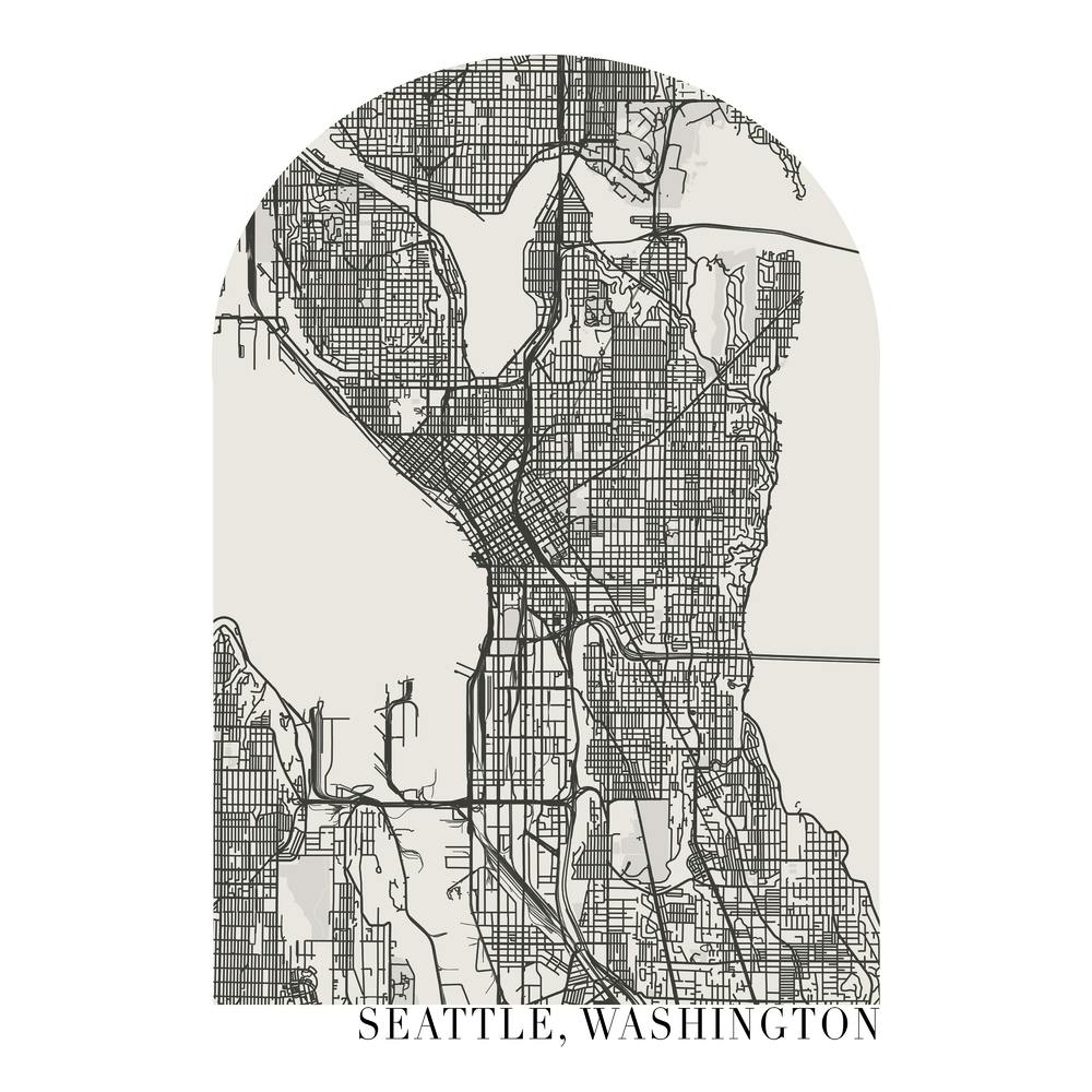 Seattle Washington Boho Minimal Arch Street Map 1