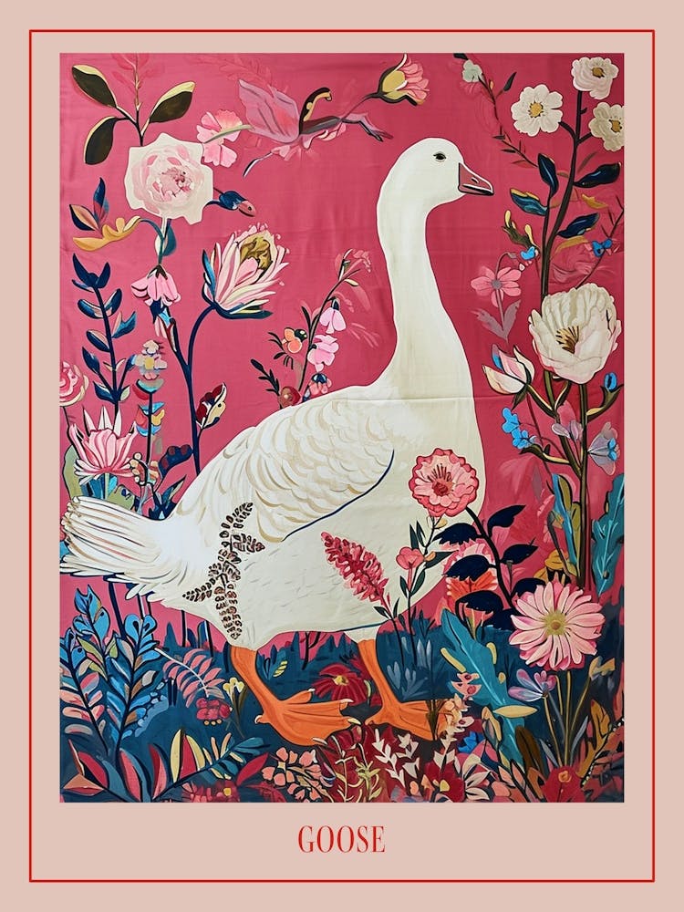 Floral Animal Painting Goose 3 Poster