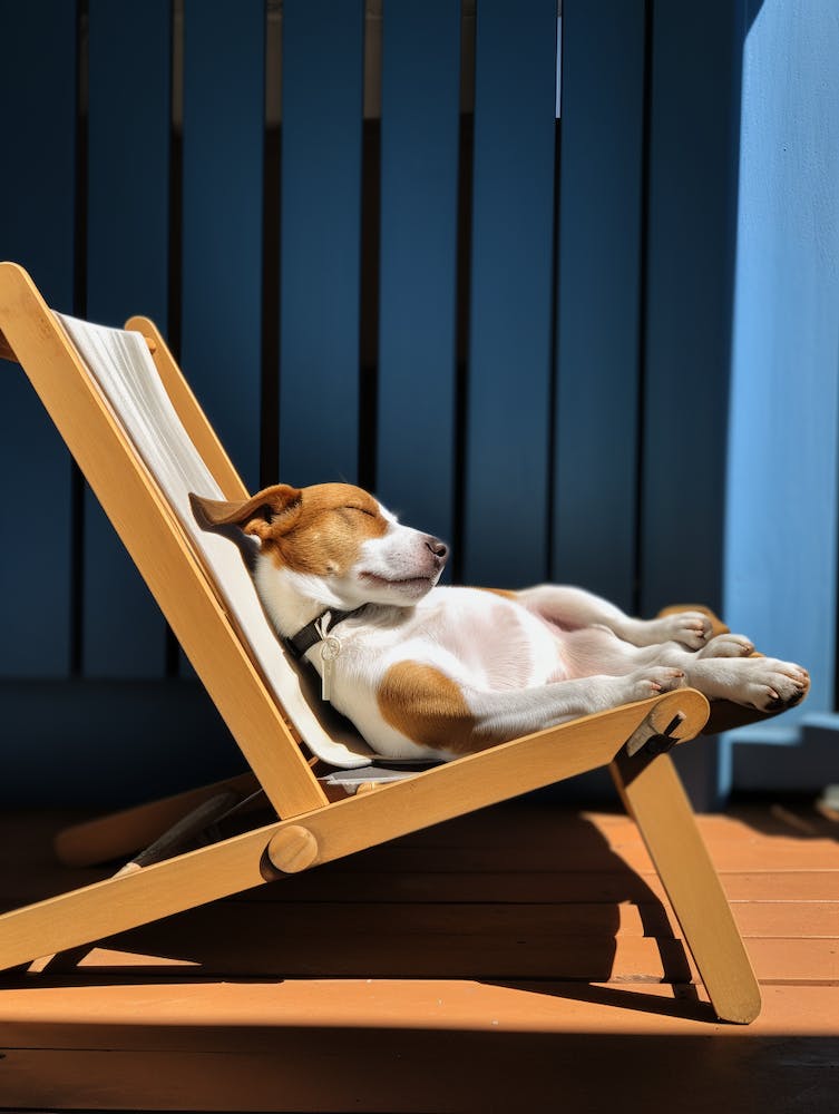 Dog Laying On Deck Chair
