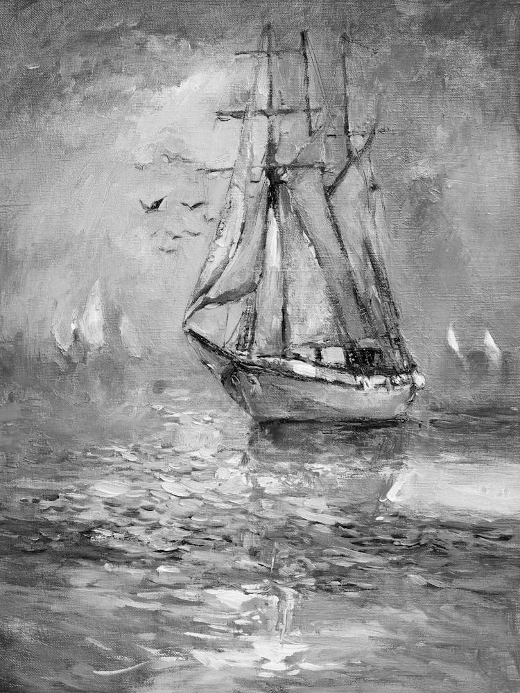 Segelschiff bei Nacht von Person