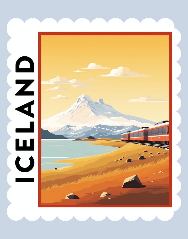 Iceland 6 Travel Stamp Poster