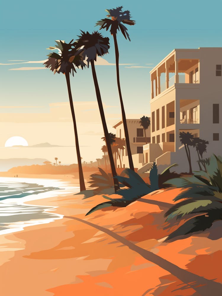 Coronado Beach San Diego California Mediterranean Style Illustration 3