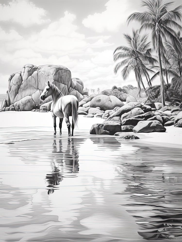 A Horse Oil Painting In Anse Cocos, Seychelles, Portrait 2