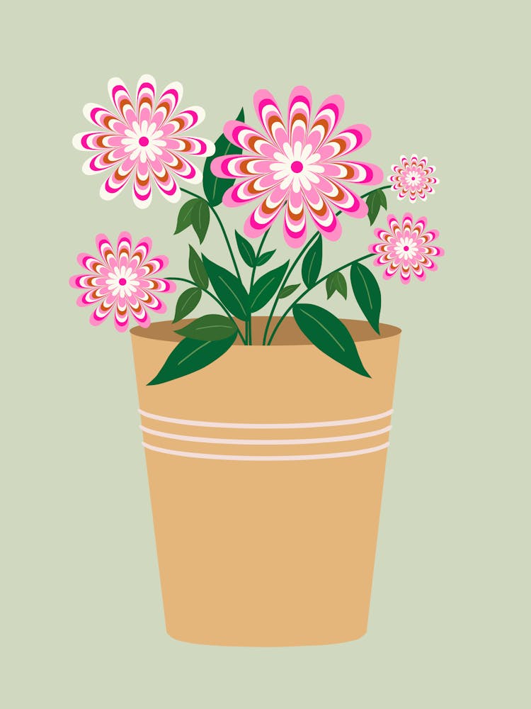 Retro Floral Vase Pastel Green