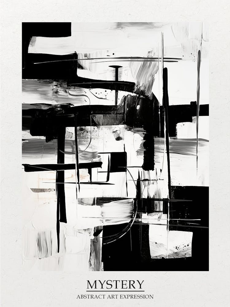 Mystery Abstract Black And White 7 Poster