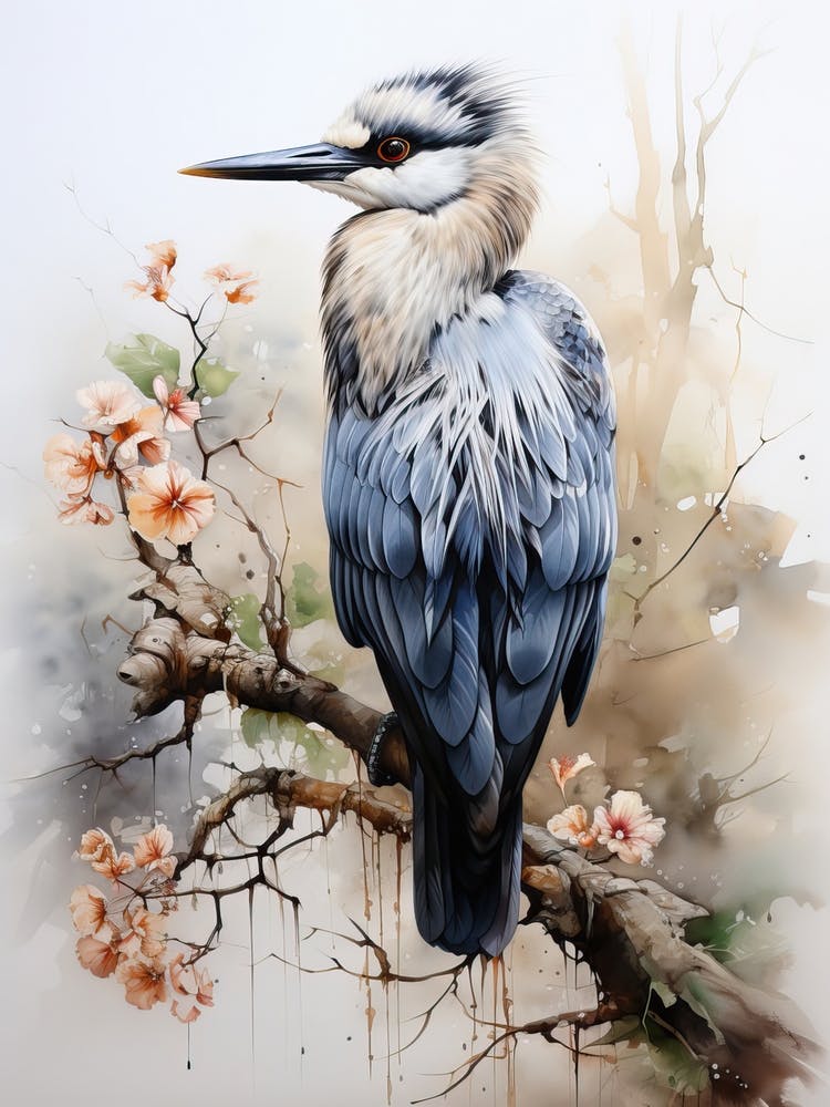 Crane, Japanese Brush Painting, Ukiyo E, Minimal 2