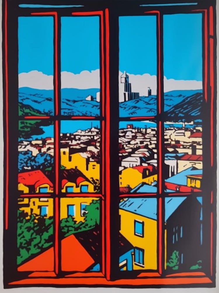 A Window View Of San Francisco In The Style Of Pop Art 2
