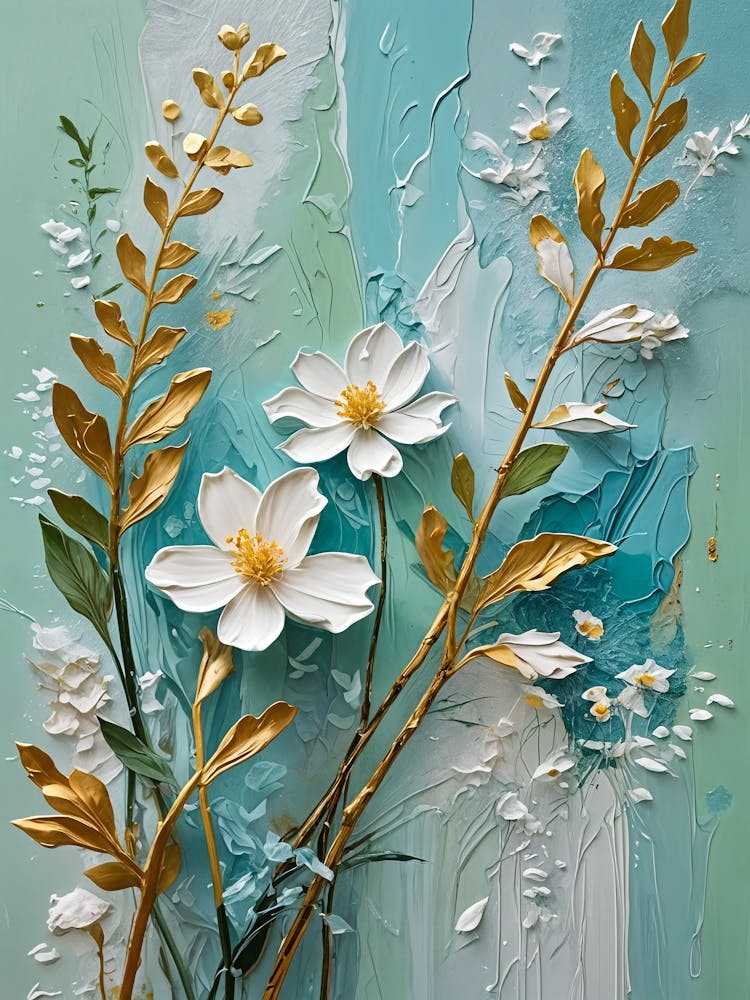 Gold And White Floral no3