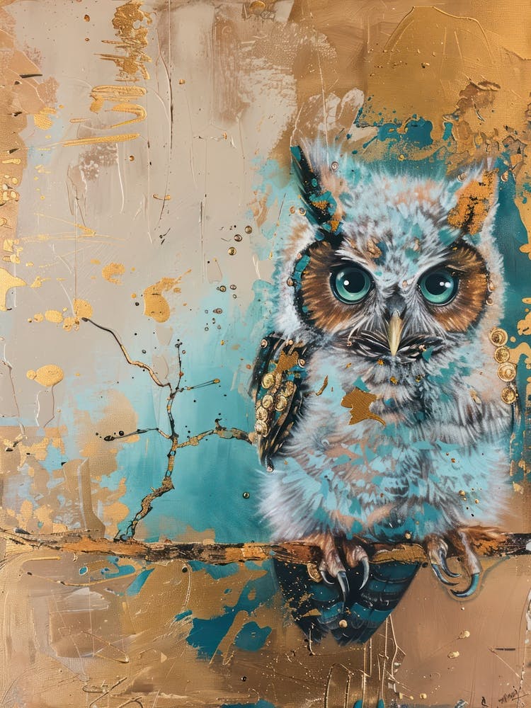 Baby Owl Gold Effect Collage 4