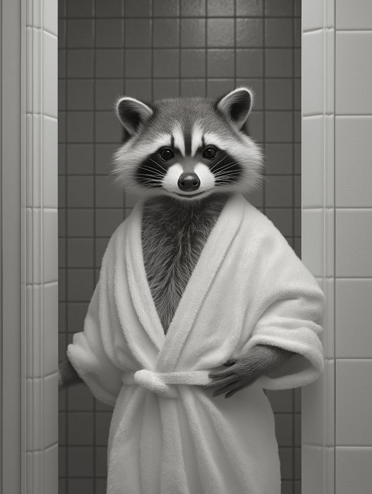 Raccoon In Bathrobe