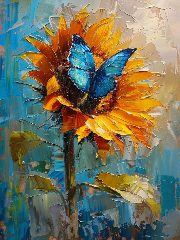 Blue Butterfly On Sunflower 5