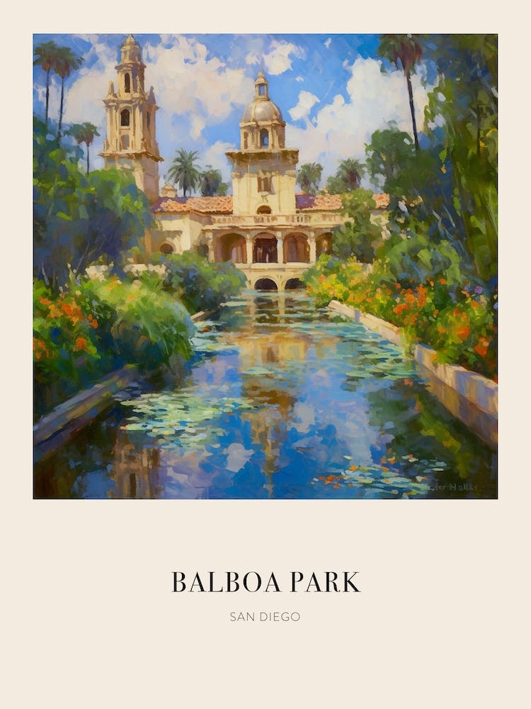 Balboa Park San Diego 4 Vintage Cezanne Inspired Poster