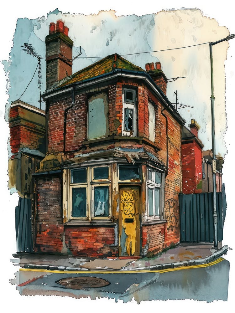 Barking London Borough   Street Watercolour 1